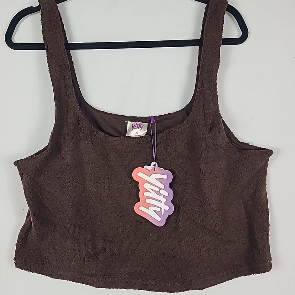 NEW Fabletics Yitty Pet Me Tank Brown Fuzzy Soft Sz 2X Retail $60